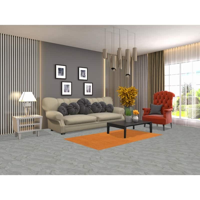 Modern Gabbeh Oriental Rug Hand-Knotted Solid Orange Wool Carpet - 3'2" x 5'7"
