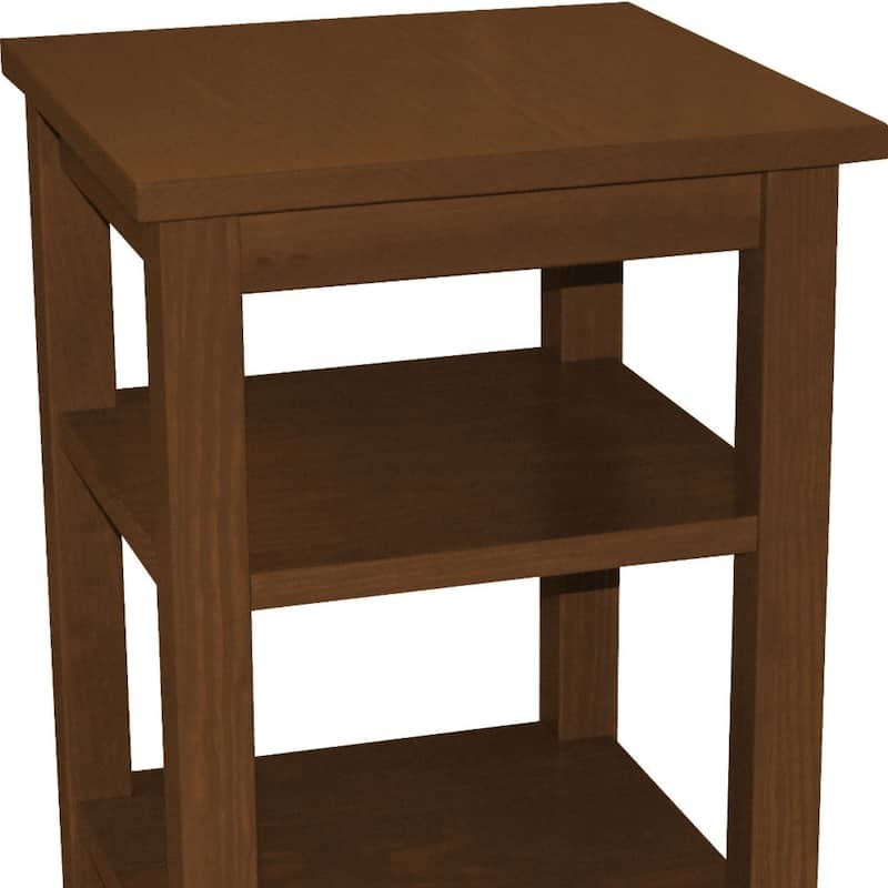28-Inch Solid Wood Nightstand with 2 Open Shelves