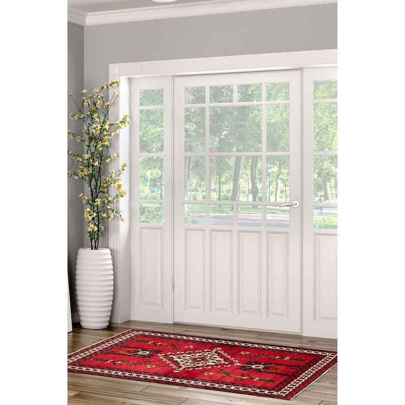 ECARPETGALLERY Hand-knotted Andelz Dark Red Wool Rug - 4'2 x 6'6