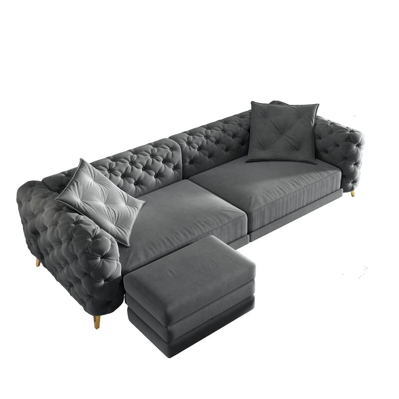 97.7" 3-in-1 Convertible Sleeper Sofa, Pull Out Sofa Bed with Ottoman, 4-Seater for Small Spaces & Apartments