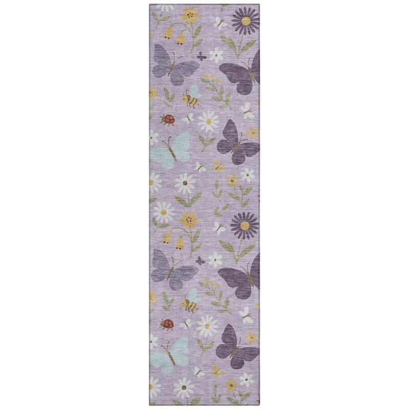 Machine Washable Indoor/ Outdoor Whimsy Butterfly Chantille Rug