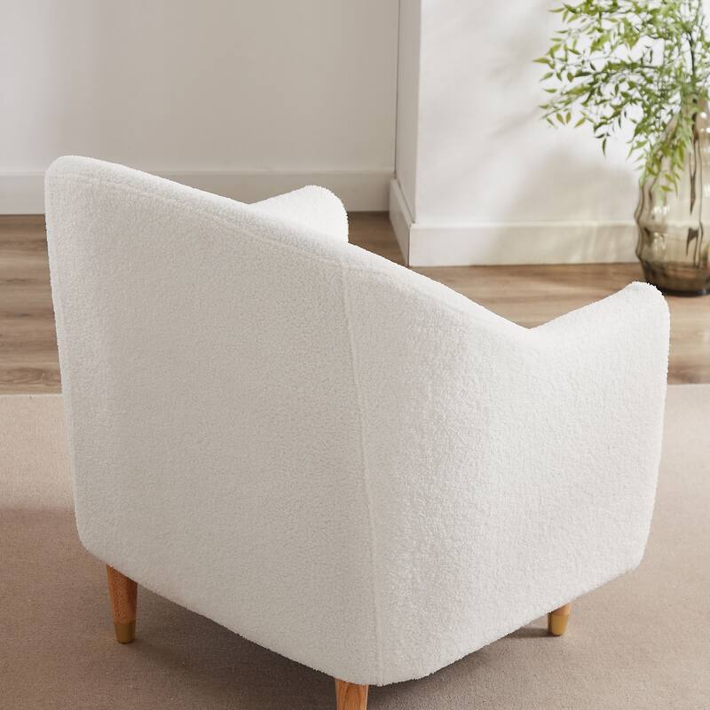 VANOMi 28.34''W Set Of 2 Accent Armchair, Velvet Barrel Chair with Solid Wood Legs