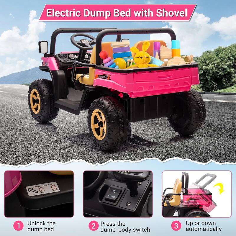 24V 2 Seater Ride On Dump Truck UTV Toy for Kids Best Gifts