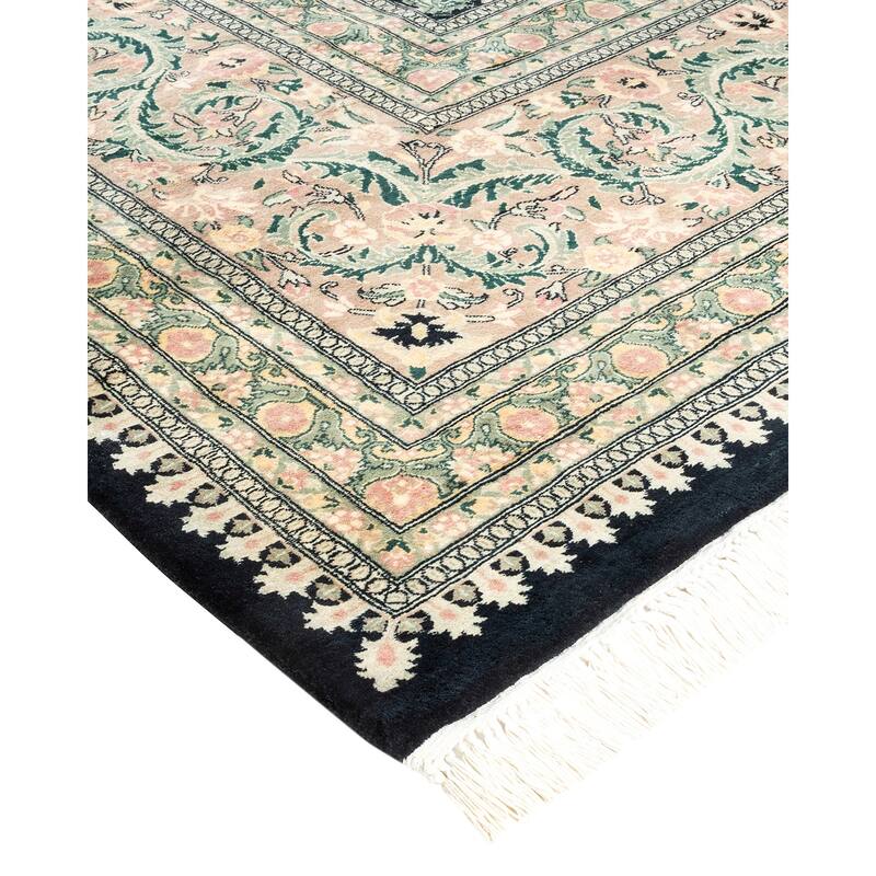 Overton Hand Knotted Wool Traditional Oriental Black Area Rug - 12' x 18'