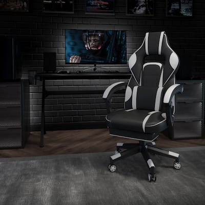 Ergonomic Gaming Chair -Recline Back/Arms, Footrest, Massaging Lumbar