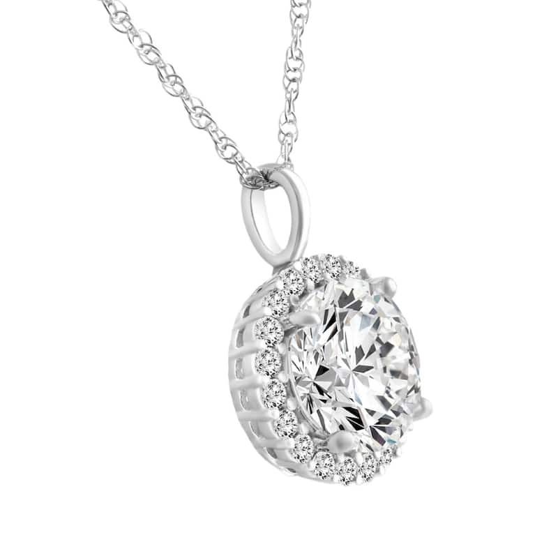 Certified 3 1/2Ct Halo Diamond Pendant Gold Women's Necklace Lab Grown