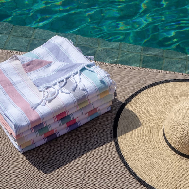 SandFree Cotton Oversized Turkish Beach Towel with Tassels - 35x75