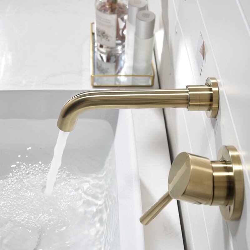 BATHLET Wall Mount Single Handle Lever Bathroom Sink Faucet
