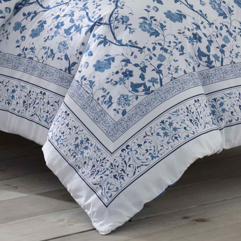 Laura Ashley Charlotte Blue Cotton Duvet Cover Set