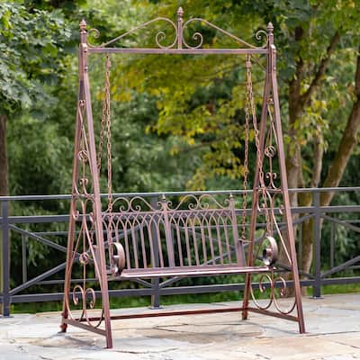 Iron Swing Bench "Tserovani" in Bronze - 57.5"x35"x91"