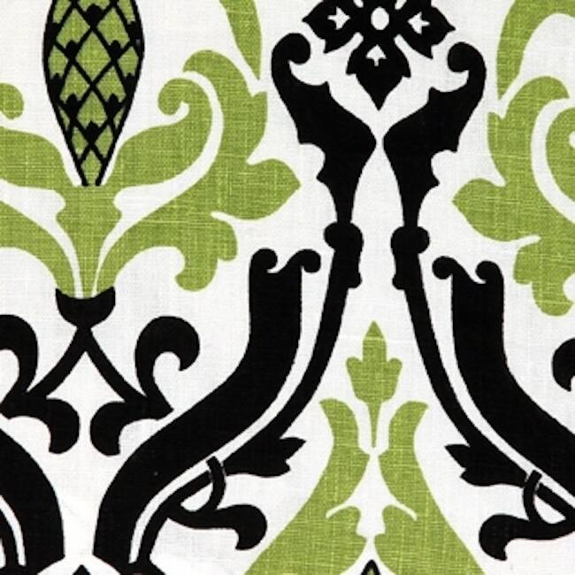 Damask Print Linen 16x16 Throw Pillow with Polyfill Insert, Green