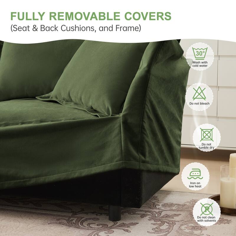 Modern Deep Seat Modular Sofa with Removable Chenille Covers and Plush Cushions for Living Room and Guest Room