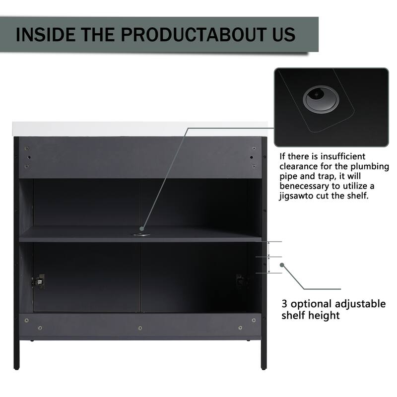 36" Freestanding Bathroom Vanity with Resin Sink