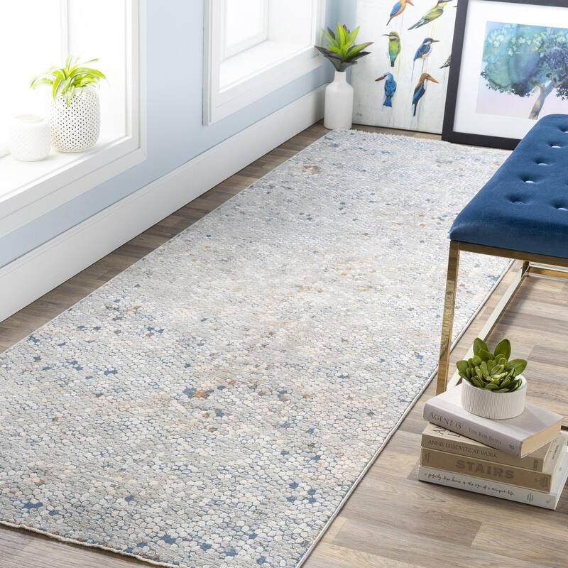 Livabliss Industrial Presidential Abstract Area Rug - Ivory/Deep Teal - 3'3" x 8'