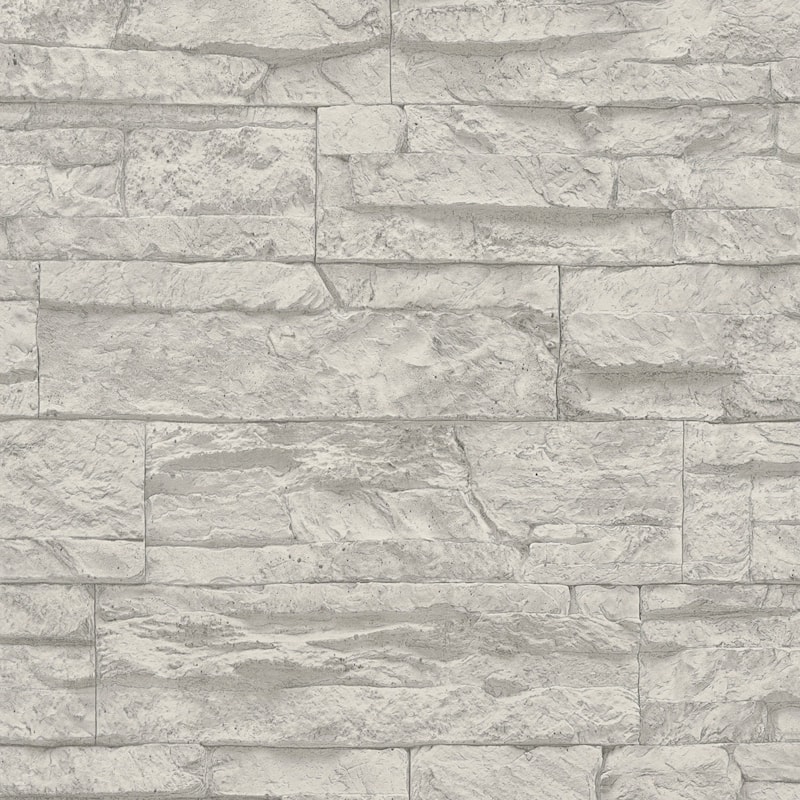 Galerie Wallcoverings Bricks and More Collection Wide Granite Slabs Matte Finish Vinyl on Non-woven Wallpaper Roll - 33-feet long x 21-inches wide - Grey