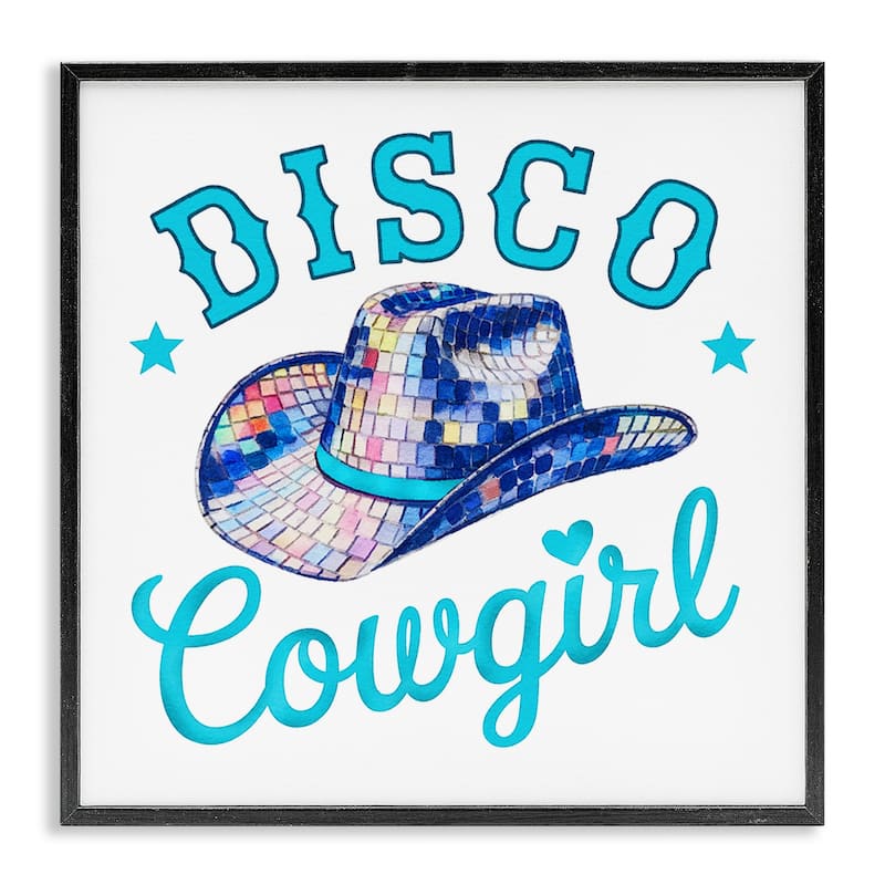Stupell Turquoise Disco Cowgirl Framed Giclee Art Design By Amanda Greenwood - 12 x 12 - Black