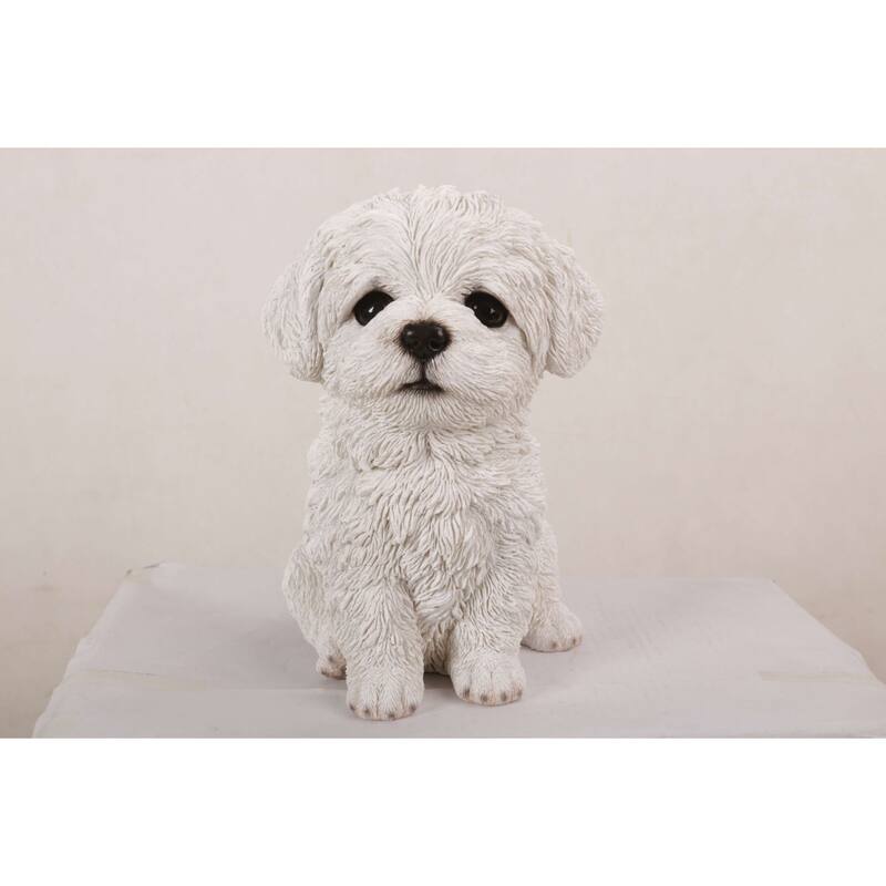 6.75" Maltese Puppy Outdoor Garden Statue