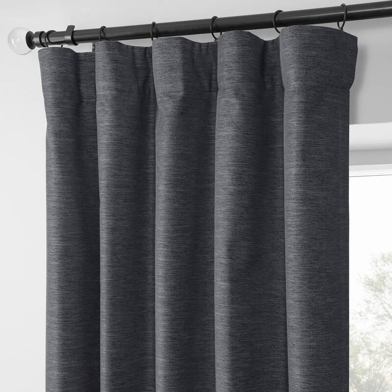 Exclusive Fabrics Boho Chic Faux Linen Blackout Curtains for Bedroom & Living Room Curtains - 2 Panel Drapes