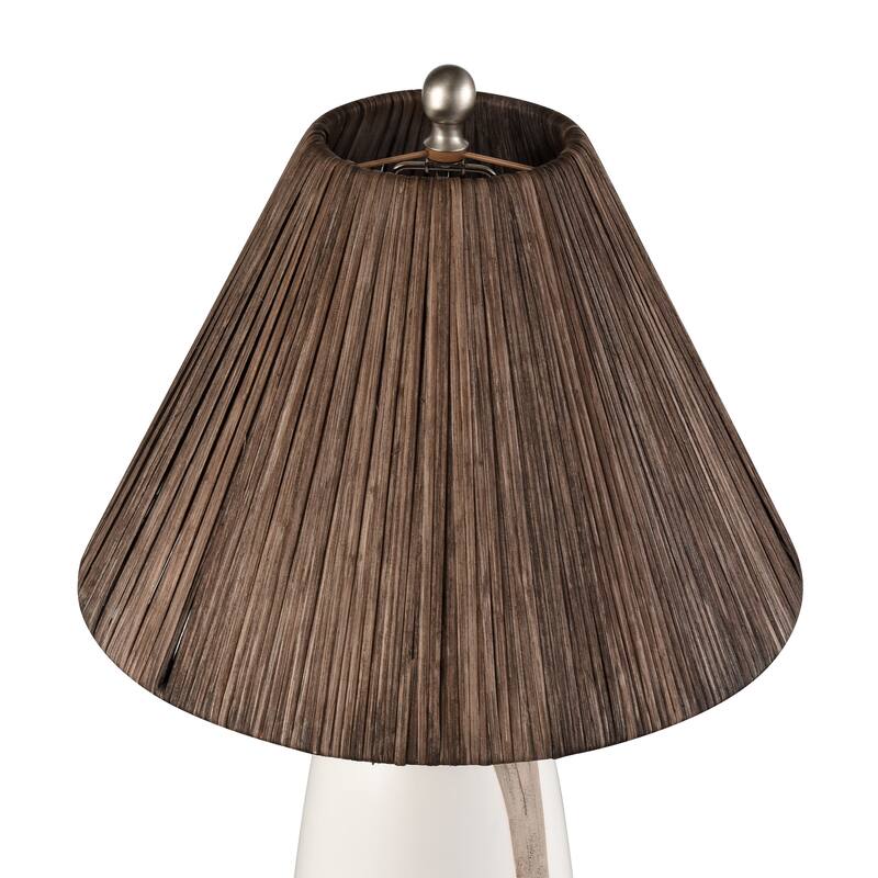 Elk Home Kirkover White Glazed With Woven Rattan Shade Table Lamp
