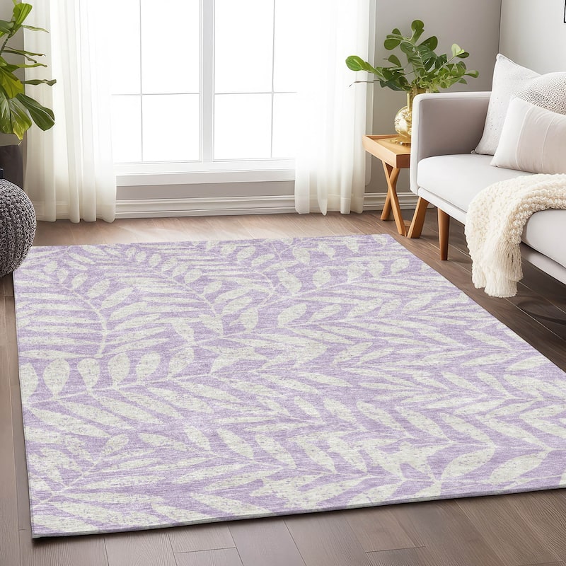 Machine Washable Indoor/ Outdoor Chantille Palm Rug