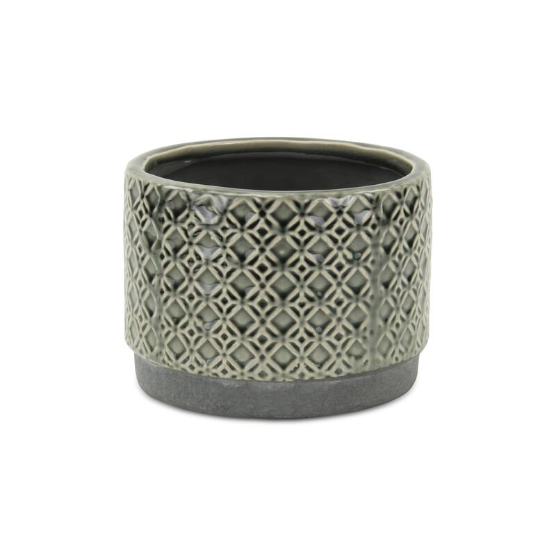 Zajedani Gray Ceramic Wide Lattice Pot