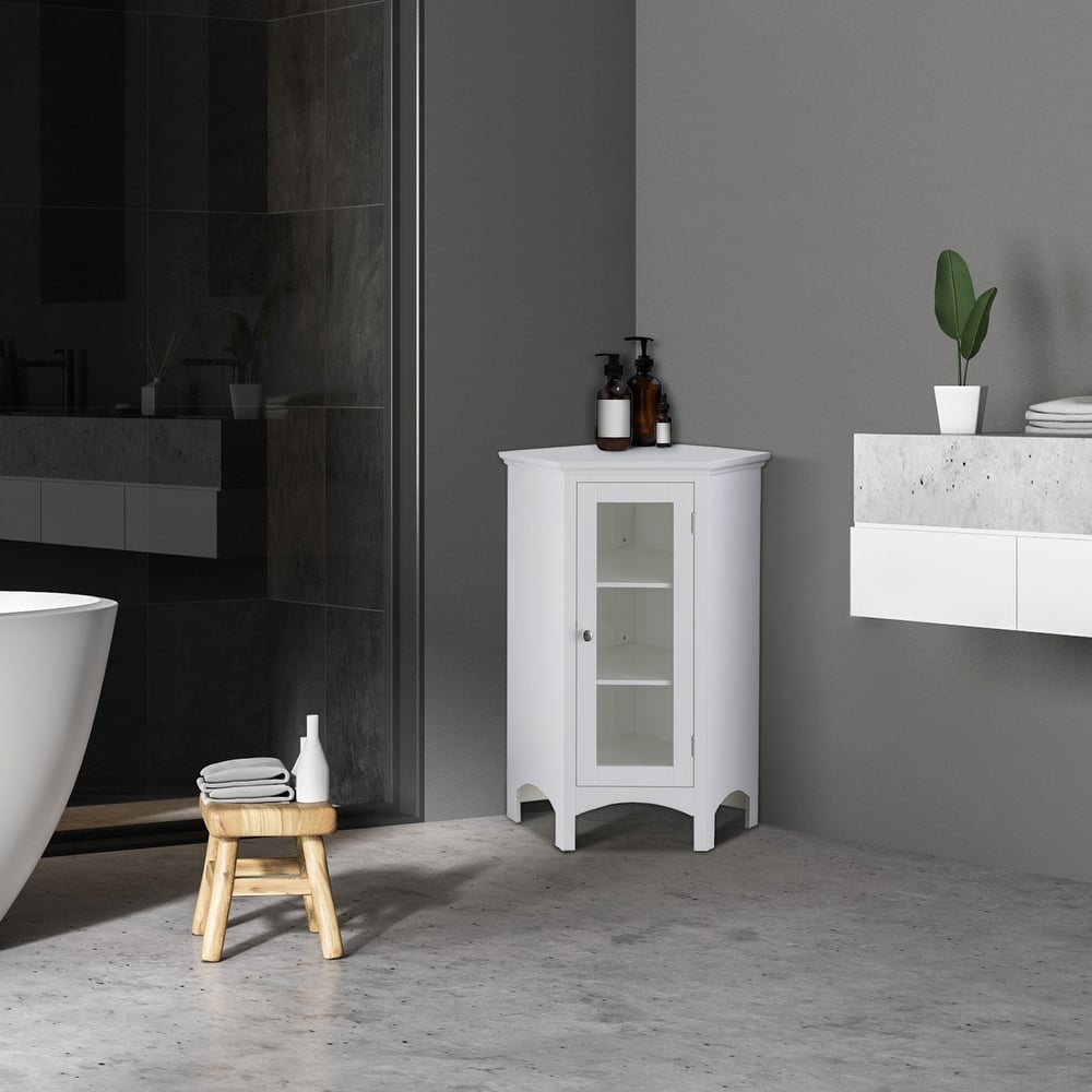 Teamson Home Madison Freestanding Corner Floor Accent Cabinet - 17"L x 24.75"W x 32"H