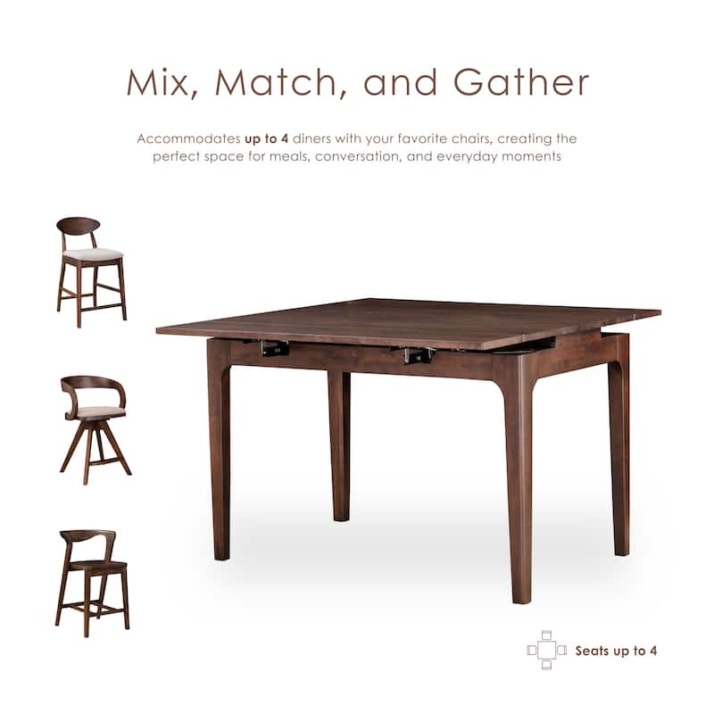 Furniture of America Abigail III Mid-Century Modern 5-Piece Walnut 53-inch 2-Leaf Extendable Counter Height Dining Set