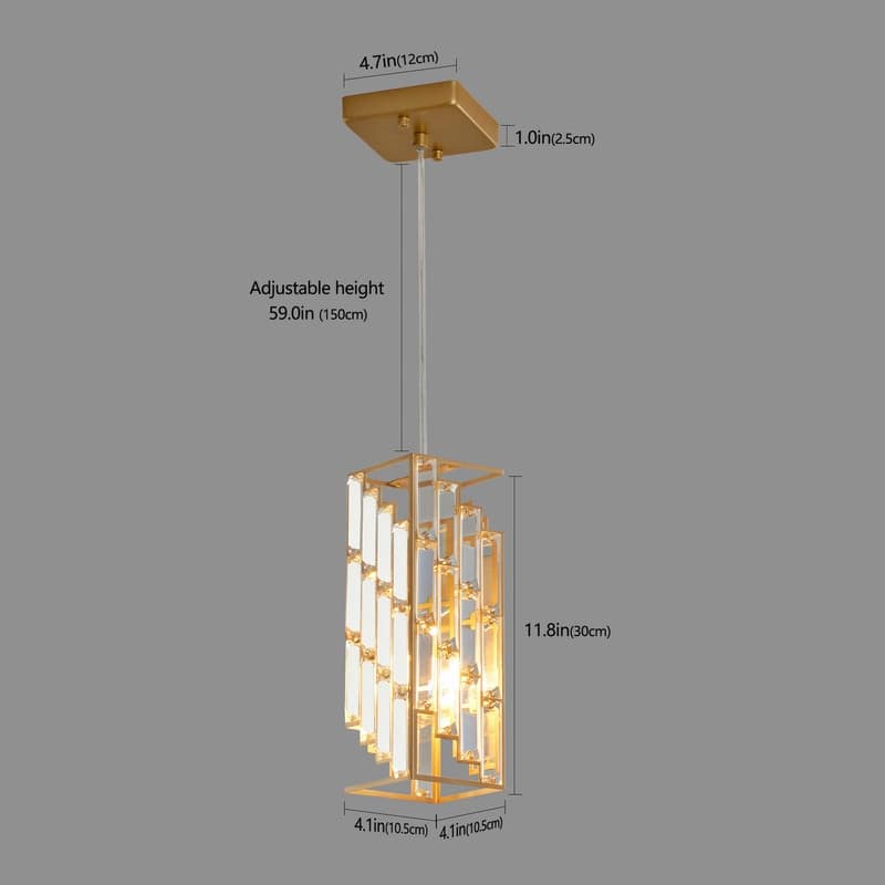 3-Pack Modern Crystal Pendant Lights – 4" Adjustable Hanging Lamps with Prism Design for Kitchen Island, Dining Room.