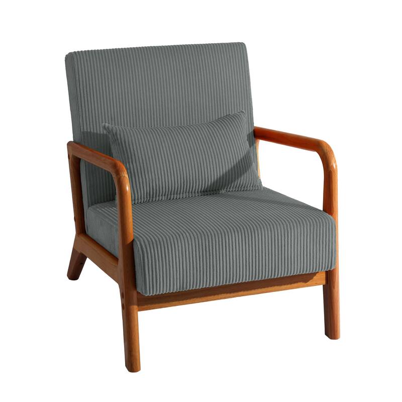 Mid-Century Upholstered Accent Chair with Wood Frame