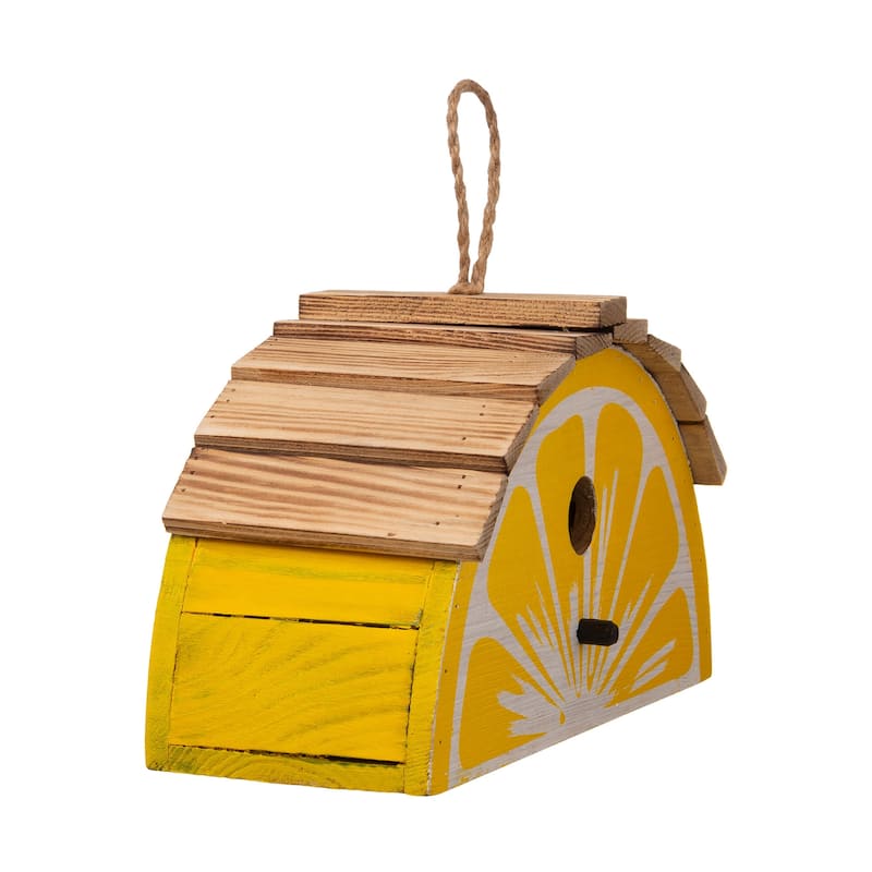 Glitzhome 11"H Distressed Solid Wood Watermelon Hanging Garden Birdhouse
