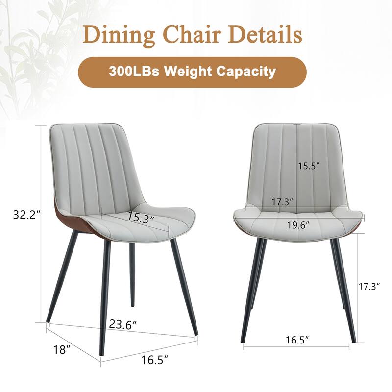 PU Leather Upholstered Solid Back Dining Chair Set of 4
