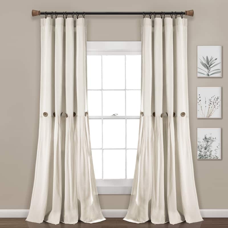 Lush Decor Linen Button Single Panel Window Curtain