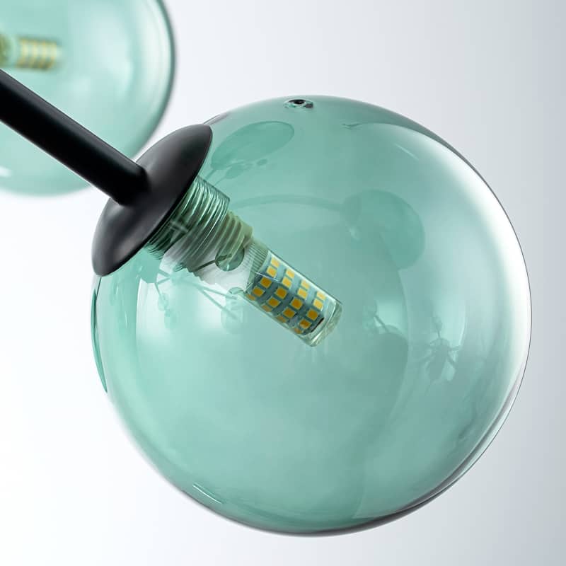 15-Light Modern Glam Linear Sputnik Green Glass Globe Bubble Chandelier for Living Room