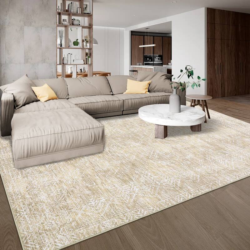 Vintage Geometric Living Room Rug Washable Indoor Bedroom Rugs Non Slip Low Pile Area Rug