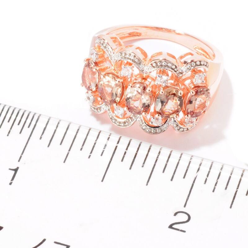 925 Sterling Silver White Natural Zircon and Change Color Garnet Ring