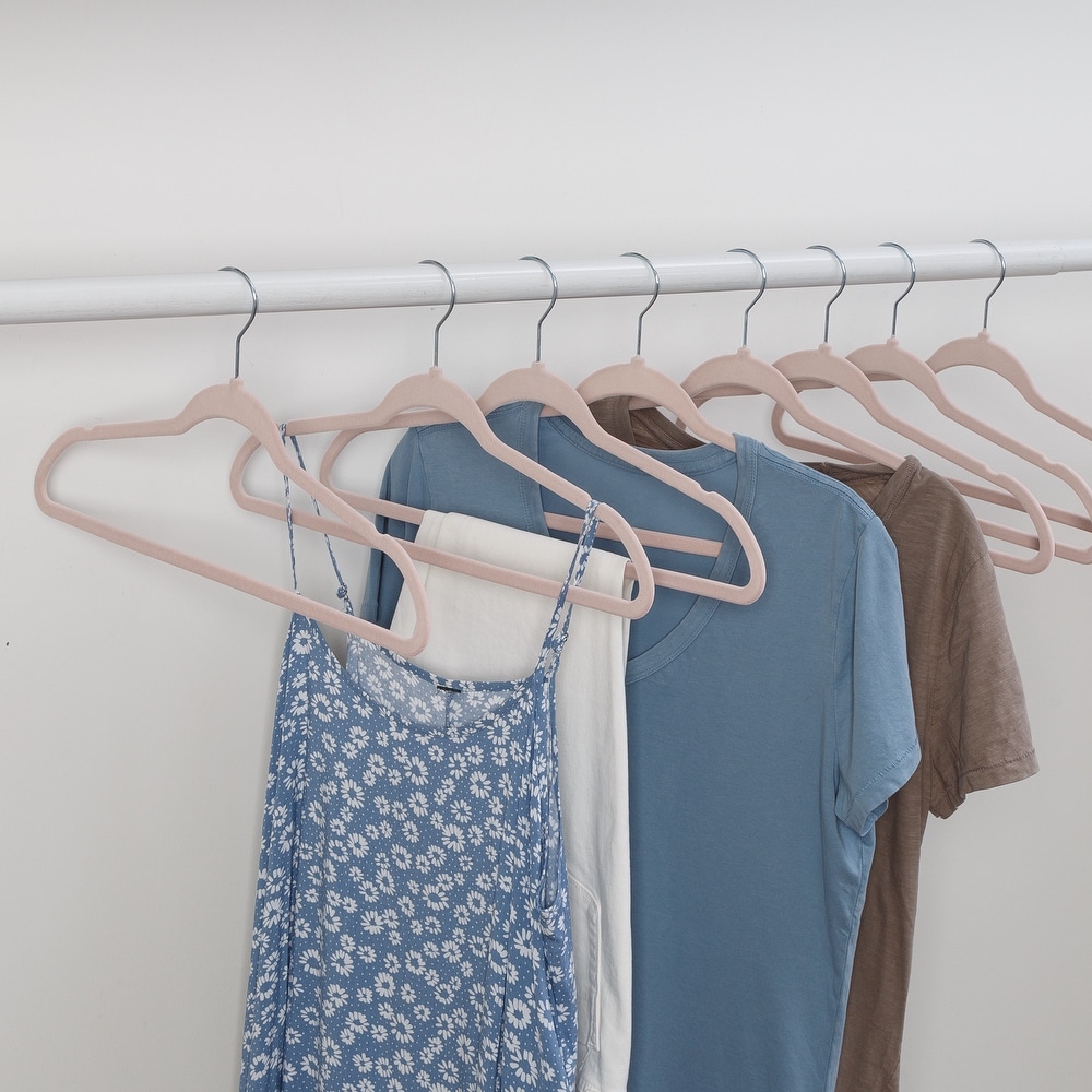 Simplify Kid's Velvet Clothes Hangers, 25 Pack, Neon