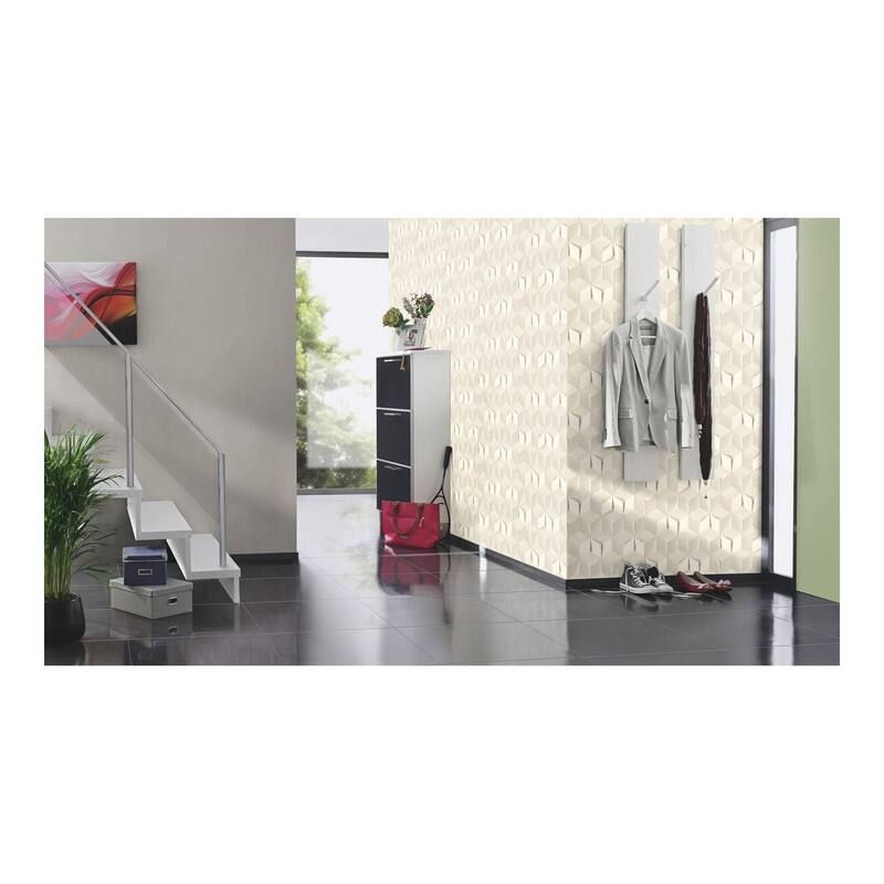 Rasch Catteau Off-White Cube Wallpaper - 20.5 x 396 x 0.025
