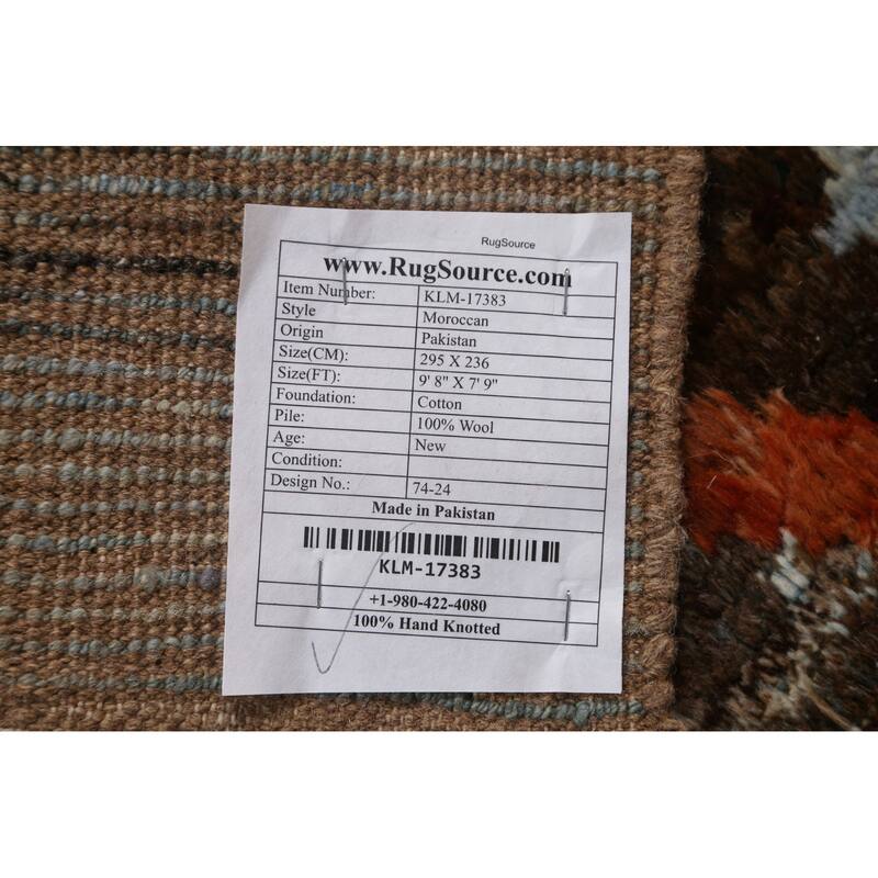 Tribal Geometric Moroccan Oriental Wool Area Rug Hand-knotted Carpet - 7'9" x 9'8"