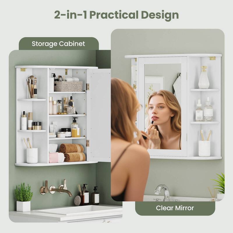 Multipurpose Wall Surface Bathroom Storage Cabinet Mirror - See Details