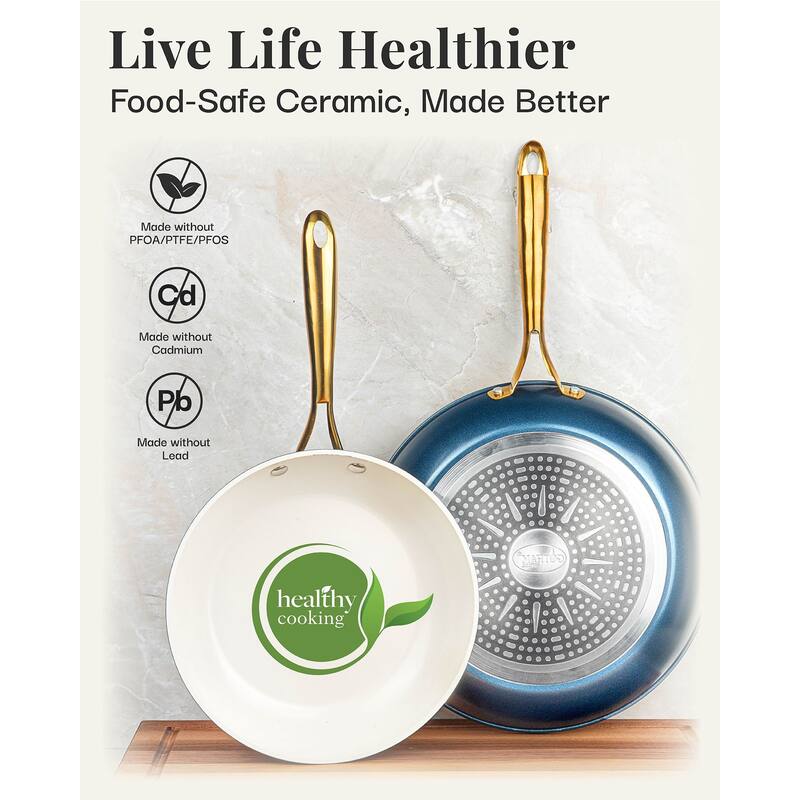 Gotham Steel Navy 12'' Ultra Nonstick Ceramic Fry Pan with Stay Cool Handle Cookware