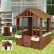 preview thumbnail 7 of 7, Costway Outdoor Playhouse Wood Adventures Cottage with Serving - Natural + White - See Details