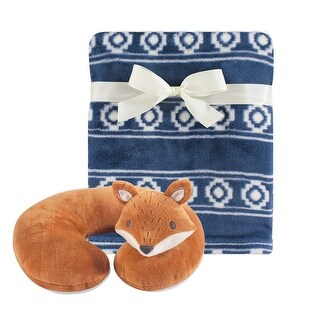 Hudson Baby Infant Boy Neck Pillow and Plush Blanket Set, Modern Fox, One Size - Modern Fox - One Size