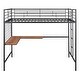 preview thumbnail 4 of 8, Black Full Size Metal Loft Bed with Desk, Ladder & Grid