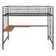 preview thumbnail 13 of 16, Full Size Metal All-in-One Loft Bed w/ Ladder, Safety Guard Rails, Desk & Metal Grid Platform Bed Upholstered Bed, Easy Assembly