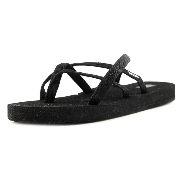Teva Olowahu Women Open Toe Canvas Black Flip Flop Sandal