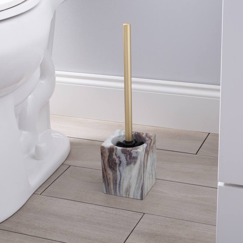 Elle Décor Square Toilet Bowl Brush in Agate - 4.09" x 3.86" x 14.37"
