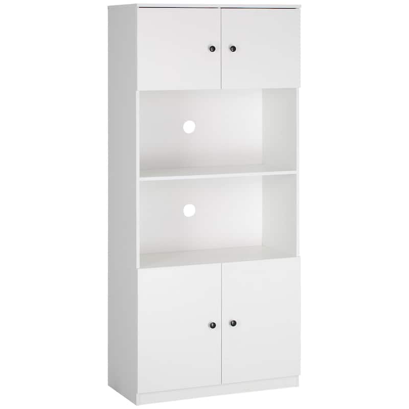 HOMCOM 71" Kitchen Buffet with Hutch, Pantry Storage Cabinet with Shelves, Open Microwave Countertop
