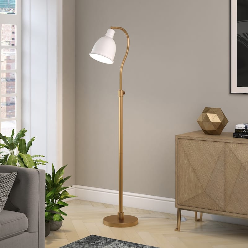68 Inch Adjustable Floor Lamp with White Frosted Glass Shade for Reading