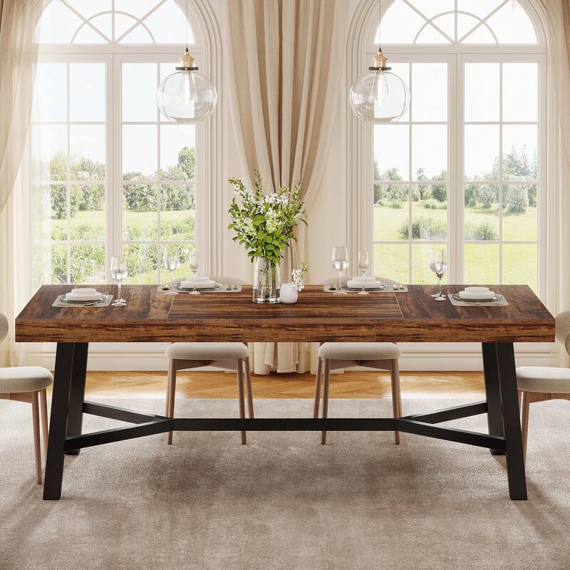 Large Rectangle Kitchen Table with Reinforced Legs - Tan