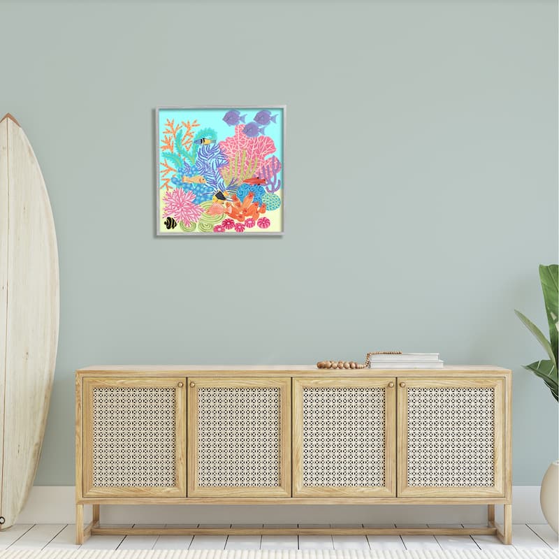 Stupell Bold Coral Reef Underwater Patterned Fish Shapes Framed Wall Art, Design by unknown